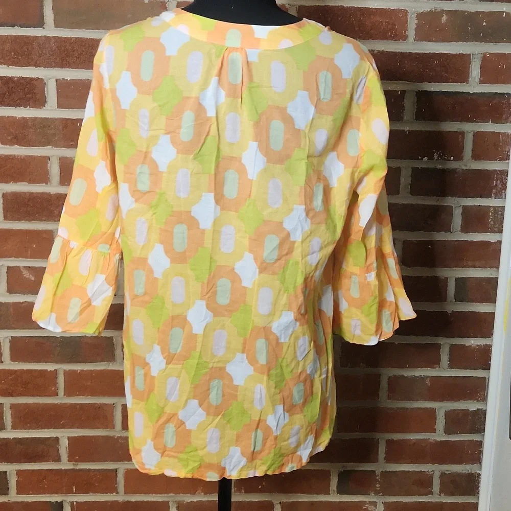 J. Crew Yellow and Orange Retro Top, Size Small - Picture 3 of 9